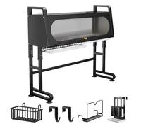 Dish Dryer Drainer,3 Tier Large Dish Drying Rack Over The Sink,Adjustable Kitchen Organiser with Utensil Holder,Multifunctional Storage Dish Drainer Black