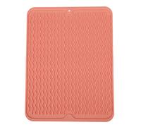 Dish Drying Mat, 15.94 × 12.20 in Soft Flexible Rubber Cushion Nonslip Absorbent Draining Mat Wide Application Dish Drying Pad for Kitchen Counter Sink (Pink)