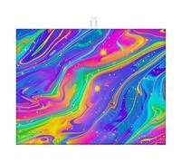 Dish Drying Mat 18×24 Inch Extra Large Absorbent Kitchen Drying Pad with Cute Neon Marble Patterns-Quick Dry/Machine Washable