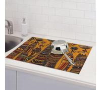 Dish Drying Mat For Kitchen Counter 18"X24",Absorbent Microfiber Large Drying Pad Creative African Culture Reversible Washable Dish Mats For Home Kitchen Decor,Dining Room,Office