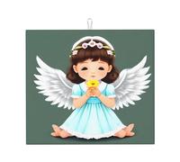 Dish Drying Mat for Kitchen Counter - Cute Cute little angel Print Absorbent Drainer Pad, for Tableware Bar 18x16 In