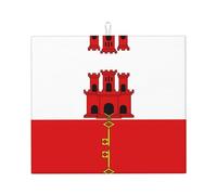 Dish Drying Mat for Kitchen Counter - Cute Flag of Gibraltar Print Absorbent Drainer Pad, for Tableware Bar 18x16 In