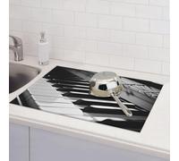 Dish Drying Mat for Kitchen Counter Large Super Absorbent Dish Drying Pad Piano Image Microfiber Dishes Drainer Mats Non-Slip Kitchen Drying Mat for Sinks Coffee Maker 61 x 46 cm