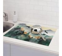 Dish Drying Mat for Kitchen Counter Microfiber Super Absorbent Non-Slip Drying Mats Large Dish Draining Mat Kitchen Counter Quick Dry Pad Mountain birds watercolor Dish Rack Pad 18" x 24"