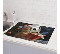 Dish Drying Mat for Kitchen Counter Microfiber Super Absorbent Non-Slip Drying Mats Large Dish Draining Mat Kitchen Counter Quick Dry Pad Cute Cat Sing Christmas Carols Dish Rack Pad 18" x 24"