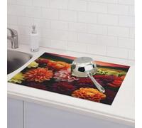 Dish Drying Mat for Kitchen Counter Microfiber Super Absorbent Non-Slip Drying Mats Large Dish Draining Mat Kitchen Counter Quick Dry Pad Beautiful Flowers Dish Rack Pad 18" x 24"