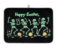 Dish Drying Mat for Kitchen Counter, Microfibre Drying Pad Happy Easter Green Skull Coffee Mat 60x45cm