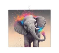 Dish Drying Mat for Kitchen Counter Super Absorbent Microfiber Kitchen Counter Mat Large Drainer Mats Animal Cartoon Elephant Coffee Bar Mat for Countertops Dish Drying Pad 18"x 16"