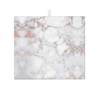 Dish Drying Mat For Kitchen Counter,White Marble Rose Gold Print Dish Drying Pad,Drying Mat For Coffee Machine Dish Rack