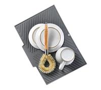Dish Drying Mat - no-,Ill Silicone Worktop Saver | Foldable Stone Dish | 12.4 Inches Non-Slip Heat Resistant Tray, Easy Clean Protector, Compact Foldable Design for Small Spaces