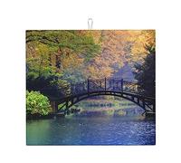 Dish Drying Mat Park With Colourful Trees Printed Drying Mat For Kitchen Ultra Absorbent Microfiber Drainer Mats Dish Mat Large Coffee Mat For Kitchen Counter Draining Racks