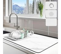 Dish Drying Mat,Super Absorbent Draining Mat for Kitchen Counter,Diatomite Drying Mat with Non Slip Rubber Backed，Quick Dry Coffee Mat Dish Mat (Stone Pattern, 40x50cm)