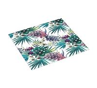 Dish Drying Mat Topical Hawaii Watercolor Orchid Flowers Pineapple Drainer Rack Mat Soft Absorbent Sink Mats, for Kitchen Counter, Dish Kitchenware, Restaurants, 41x46cm