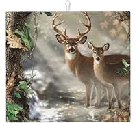 Dish Drying Mats,Camouflage Deer Printed Absorbent Dish Drainer Mat For Kitchen Counter Sink Mat Drying Pad 41X46 CM