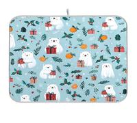 Dish Drying Mats Cute Christmas Polar Bears Drainer Pad Washable Mats Drying Dish Mat Anti-Slip Drainer Pad for Kitchen Counter Coffee Machine 16x18in