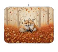 Dish Drying Mats for Kitchen Counter, Large Microfiber Dish Drying Mat 40x45 Fox of The Forest Sink Drainer Absorbent Coffee Machine Protector Mat