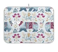 Dish Drying Mats Polar Bears Drainer Pad Washable Mats Drying Dish Mat Anti-Slip Drainer Pad for Kitchen Counter Coffee Machine 18x24in