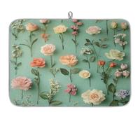 Dish Drying Mats, Rose Green Large Kitchen Sink Mat, Super Absorbent Coffee Mat Kitchen Decor 24x18inch