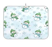 Dish Drying Mats Small Snowmen Drainer Pad Washable Mats Drying Dish Mat Anti-Slip Drainer Pad for Kitchen Counter Coffee Machine 18x24in