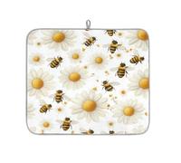 Dish Drying Mats, Sunflower Bee Large Kitchen Sink Mat, Super Absorbent Coffee Mat Kitchen Decor 18x16inch