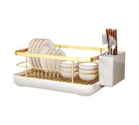 Dish Drying Rack - Carbon Steel Dish Rack with Utensil Holder & Drip Tray | Dish Drainer Rack | Space-Saving Drainer for Kitchen Counter | Utensil Holder for Knives, Spoons and Forks