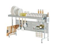 Dish Drying Rack, Expandable Stainless Steel Over Sink Rack for Dishes, Glasses, Bowls and Cutlery - Stable Design for Single or Double Sink