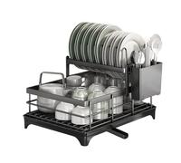 Dish Drying Rack for Kitchen Counter - 2-Tier Rust Resistant Utensil Holder - Large Capacity Dish Organizer Rack | for Home, Restaurant, Cabinets, RV, Apartment, Countertop, Corner, Inside, Hotel, Far