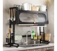 Dish Drying Rack, Over-sink Adjustable Height 27-33 Inches, Large Three-Tier Countertop Rack for Kitchen Use