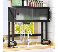Dish Drying Rack Over Sink, Kitchen Counter Organizer with Hooks, Cutting Board Holder, Cleaning Supplies Basket, Space-Saving Design for Compact Kitchens
