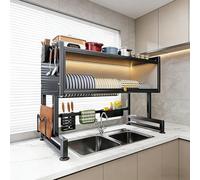 Dish Drying Rack Over Sink, Large Kitchen Organizer, Dish Drainer for Counter, Stainless Steel Storage Rack for Dishes, Glasses, Cutlery, Space-Saving Design