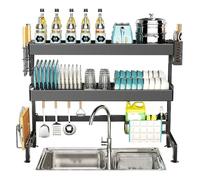 Dish Drying Rack Shelves 3-Tier Dish Drying Rack Over Sink, Dishes Rack Kitchen Storage Organizer Space Saver, Over The Sink Dish Drying Rack, Black Dish Drainer With Cut-80Cm/31.5In ( 55Cm/21.7In)