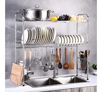 Dish Drying Rack Sink Dish Racks,Drain Rack,Dish Drying Rack,2 Tier Stainless Steel Kitchen Dish Rack Tableware Drainer Organizer,3 Sizes/Silver/83 * 26 * 82Cm,Colorful Chrysanthemum,83*26*82Cm