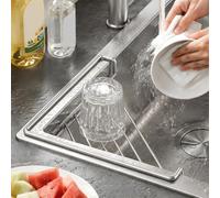 Dish Drying Rack, Stainless Steel Sink Corner Organizer, Over the Sink Shelf, Space Saving Triangular Holder, Sponges Soap Plates Cups Utensils Drain Shelf for Kitchen Counter Home Restaurant