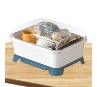 Dish Drying Rack With Lid - Kitchen Plate Cup Tray | 1pcs Nursing Bottle Holder | Dustproof Bottle Drying Storage Box, Plate Organizer Holder, Cutlery Drainer For Kitchen Counter