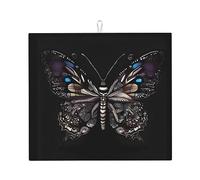 Dish Mat 18" x 16" Microfiber Dish Drying Mat , Super absorbent for Kitchen Counter, Utensils Science Butterfly