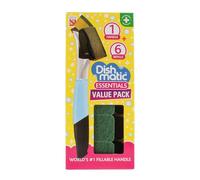 Dish Matic Refill Washing Up Sponges Bonus Pack - Soap Dispensing Magic Handle with 6 x Heavy Duty Green General-Purpose Washing-Up Sponge Refill Head for Kitchen Sink and Bathroom
