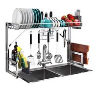 Dish Rack 201 Stainless Steel Kitchen Over The Sink Dish Dryirack Drain Rack Tableware Drainer Organizer 86.7 * 31.3 * 53.4Cm Mesa
