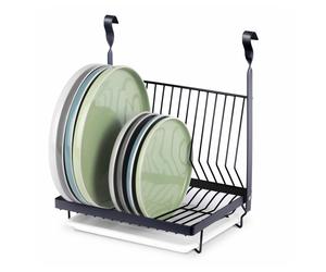 (DISH RACK - BLACK) LIVIVO Kitchen Saucepan Lid Hooks Tool Utensils Holder Hanging Rail Rack Wall Mounted