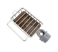 Dish Rack, Sink Caddy with Hanging Rod Hook and Drain Tray Left Thickened Aluminum Adjustable Multifunction Sponge Holder Kitchen Sink Organizer for Home Kitchen Sink Faucet (Black) (Silver)