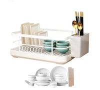Dish Racks Kitchen Counter, Sink Space Saving Dishes Drainer Rack, 13.39x10.24x6.3 Inches Multi Purpose & Efficient Drainage System, Basket Utensil Organizer for Cabinet Shelf, Indoor, and Family Home