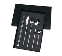 Dish Set,Silverware Flatware, 10/20/30Piece Portuguese Cutlery Flat Handle Stainless Steel Knives, Forks, Spoons and Chopsticks(Silver,6 Set)