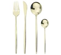 Dish Set,Silverware Flatware, 16-Piece Green and Silver Stainless Steel Cutlery with Gold Giftting Box, Knife, Fork and Spoon(Champagne Gold)