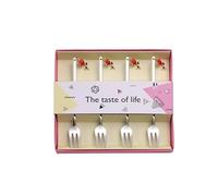Dish Set,Silverware Flatware, 4pcs Creative Valentine's Day Tableware Rose Pendant Fruit Fork Giftting Box 304 Stainless Steel Spoon(Silver)
