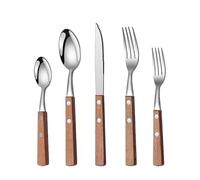 Dish Set,Silverware Flatware, 5/20/30/40 Pieces 304 Stainless Steel Tableware Solid Wood Handle Knife, Fork and Spoon Household Steak and(1Set 5Pcs)