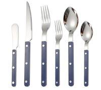 Dish Set,Silverware Flatware, 6/24Pieces Clip Handle Nails Tableware 304 Stainless Steel Spoon Acrylic Knife Fork(Blue,4Set 24Pcs)