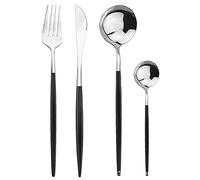 Dish Set,Silverware Flatware Set, 8 Pieces Stainless Steel Cutlery Set 4 Piece Giftting Box Set Stainless Steel Cutlery Fork Knife Spoon Set Giftting Box(Black/Silver)