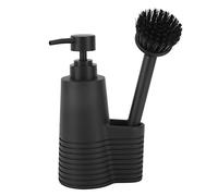 Dish Soap Dispenser Stainless Steel Washing Up Liquid Dispenser with Cleaning Brush for Kitchen Sink Bathroom Office Hotel Dorm Room 300ml Capacity 17.3x10.8cm