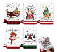 Dish Towels - 15.75x23.62 in Merry Christmas Kitchen Towels | Polyester Christmas Hand Towel, Party Rag, Santa Claus Elk Snowman Gnome Christmass, for Holiday, Party, Home, Dining