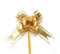 Dishaur 30pcs Large Organza Christmas Pull Bows for Gift Wrapping, 50mm Gold Pulled Bow Ribbons Gift Bows for Present Wedding Car Gift Baskets