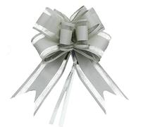 Dishaur 30pcs Large Organza Christmas Pull Bows for Gift Wrapping, 50mm Silver Grey Pulled Bow Ribbons Gift Bows for Present Wedding Car Gift Baskets